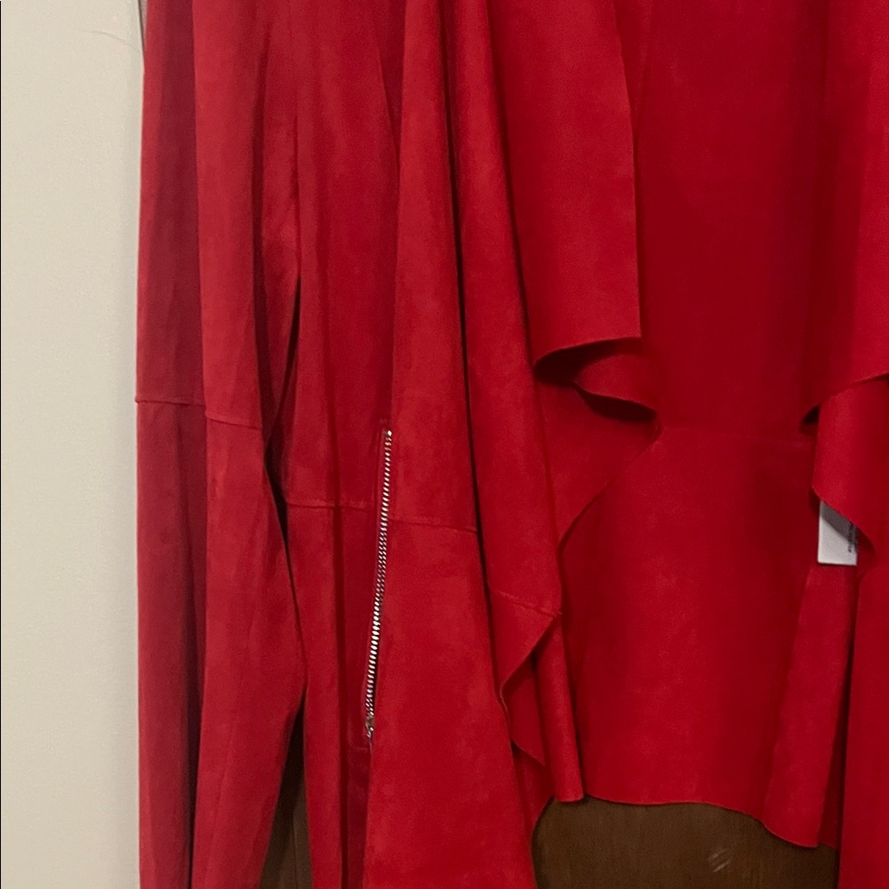 bagatelle Red Draped Open-Front Suede Blazer Large - Picture 6 of 12